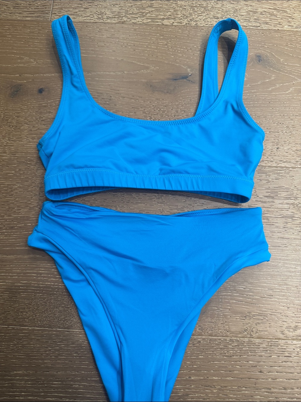 SKIMS Blue Scoop Neck High Waisted Bikini Set Size Small - Picture 2 of 5